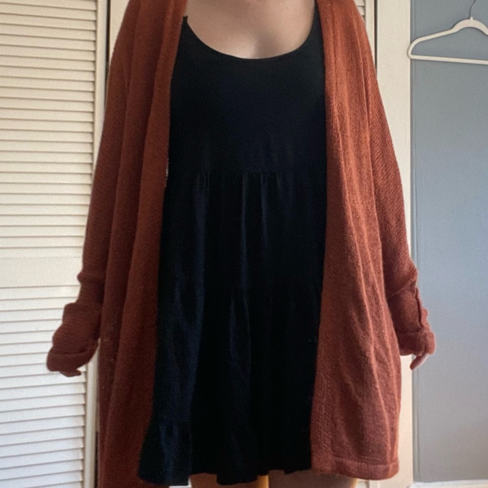 Forever 21 Copper Orange Cardigan Sweater Small Oversized - Picture 7 of 8